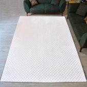 Prado Wellsoft Kumaş Halı Örtüsü Karo Krem 150x233 - 1