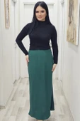 Beli Lastikli Verev Kesim Büyük Beden Etek 6006-Yeşil - 1