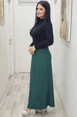 Beli Lastikli Verev Kesim Büyük Beden Etek 6006-Yeşil - 2