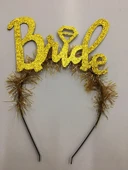 Altın Renk Bekarlığa Veda İtalik Yazı Alyanslı Bride Taç - 1