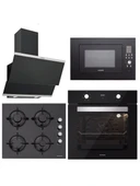 Silverline BO6502B02 - CS5349B01 - 3420 Classy 60 - MW9018B01 Siyah Cam Ankastre Set - 1