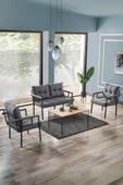 Evdemo Saye Metal Bahçe Balkon Oturma Takımı 2+1+1+Orta Sehpa Antrasit - 1