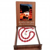 İsme Kişiye Özel Atatürk ve Bayrak Temalı Ateş Kehribar Tesbih - 1