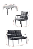 Evdemo Saye Metal Bahçe Balkon Oturma Takımı 2+1+1+Orta Sehpa Cappuccino - 6