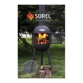 Sürel Çok Amaçlı Döküm Bahçe Şöminesi Teras Sobası Barbekü - Kırmızı thumbnail 2