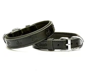 Doggie Comfort Deri Pati Desenli Köpek Boyun Tasması Medium Siyah 2.5x37-45 Cm - 1