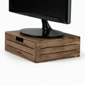 Woodsaka 3line Çekmeceli Monitör Stand & Araç-Gereç Saklama Kutusu - Büyük - Ceviz Ağacından - 4