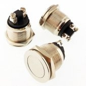 BUTON PBS-28B-2 YUVARLAK Metal 19mm 2 Pin VİDA PİN DÜZ KAFA  IC-182 - 1