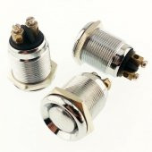 BUTON PBS-28B-3 YUVARLAK Metal KROM 19mm VİDA PİN SU GEÇİRMEZ IC-183 - 1
