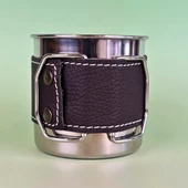 Perlotus Çelik 330 ml. Deri Kılıflı Katlanır Kulplu Kahve Kamp Bardağı Fincanı thumbnail 6