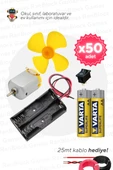50'li Paket Deney Seti (Motor, Pervane, Anahtar, Pil Yuvası, Pil ve Kablo) - Okul ve Sınıflar için MEB Uyumlu - 1