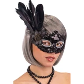 Siyah Payetli Pullu Yandan Tüylü Parti Maskesi thumbnail 3