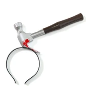 Kafaya Saplanmış Kahverengi Saplı Çekiç Şaka Tacı - 3