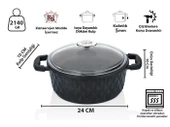 Taç Bella Cam Kapak Döküm Derin Tencere 24 Cm Siyah - 10