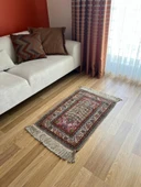 62x93 cm Küçük Şık Halı, Eşsiz Desenli Anadolu Kilimi, Çiçek Desenli El Dokuma Yün Halı, Salon ve Ofis için Özel Halı - 2