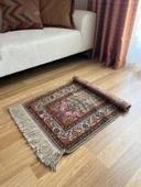 62x93 cm Küçük Şık Halı, Eşsiz Desenli Anadolu Kilimi, Çiçek Desenli El Dokuma Yün Halı, Salon ve Ofis için Özel Halı - 3