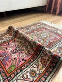 62x93 cm Küçük Şık Halı, Eşsiz Desenli Anadolu Kilimi, Çiçek Desenli El Dokuma Yün Halı, Salon ve Ofis için Özel Halı - 4