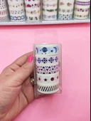 Renkli Yaldızlı Vintage Washi Tape Bant Yapışkanlı Maskeleme Kağıdı 5 lı - Gezegen - 1