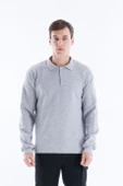 POLO YAKA GRİ SWEATSHİRT - 1