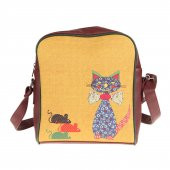 BORDO KEDİ FARE TASARIM POSTACI MODEL YAN ÇANTA - 2