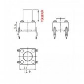 TACT BUTON  12x12 Siyah 8 mm Yuvarlak TC-12 (EA-X) IC-202 - 1