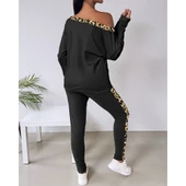 Lucky Life Kadın Uzun Kollu Leopar Detay Viskon Iki Iplik Ikili Takım - 1