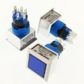 Onpow LAS1-AWF-22/B Buton 24V Mavi Işıklı M16 Kare - 1