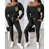 Lucky Life Kadın Uzun Kollu Leopar Detay Viskon Iki Iplik Ikili Takım - 4