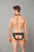 Siyah Erkek File Kumaş Askılı Jockstrap Body 3053 thumbnail 4