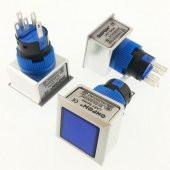 Onpow LAS1-AWF-11/B Buton 24V Mavi Işıklı M16 Kare - 1