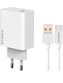 Syrox M67T 3.0A 67W Turbo 1mt Usb-A - Type-C Kablolu 1xusb-A Çıkışlı Şarj Cihazı - Beyaz - 1