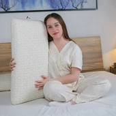 Visco Yastık Ergonomik Yastık Uzun Klasik Norma Doğal Keten Kılıflı 80x40x12 cm - 1
