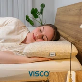 Visco Yastık Ergonomik Yastık Uzun Klasik Norma Doğal Keten Kılıflı 80x40x12 cm - 2