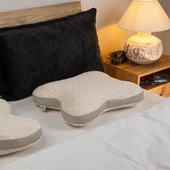 Kelebek Yastık Visco Yastık Ergonomik Yastık Papillon Doğal Keten Kılıflı Yastık 45x50x15 cm - 1