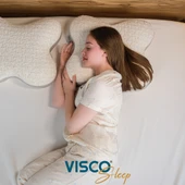 Kelebek Yastık Visco Yastık Ergonomik Yastık Papillon Doğal Keten Kılıflı Yastık 45x50x15 cm - 6
