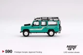 Mini GT 1/64 Land Rover Defender 110 1985 County Station Wagon Trident Green - 2