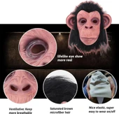 Siyah Saçlı Kafaya Tam Geçmeli LateŞempanze Maskesi - LateMaymun Orangutan Goril Maske Et Maske - 9