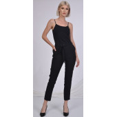 BAYAN BELİ LASTİKLİ CEPLİ YAZLIK PANTOLON SORALLİNE 1696 SİYAH - 1