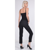 BAYAN BELİ LASTİKLİ CEPLİ YAZLIK PANTOLON SORALLİNE 1696 SİYAH - 2