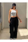 Askılı Halter Yaka Yüzücü Sırtlı Gri Renk Fitilli Crop Top Bluz - 6