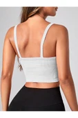 2 Li Paket U Yaka Siyah Beyaz Renk Desensiz Fitilli Kolsuz Askılı Likralı Fit Crop Top Bluz - 4
