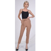 BAYAN BELİ LASTİKLİ CEPLİ YAZLIK PANTOLON SORALLİNE 1696 NOHUT RENGİ - 1