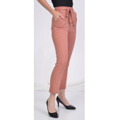 BAYAN BELİ LASTİKLİ CEPLİ YAZLIK PANTOLON SORALLİNE 1696 GÜL KURUSU - 2