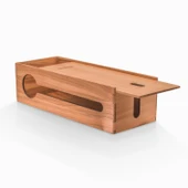 Woodsaka Reka Kablo Yönetim Kutusu ve Organizer & Güvenlik İstasyonu - Kayar Kapaklı - Ceviz - 3