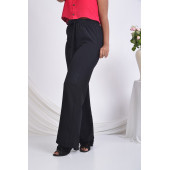 BAYAN BELİ LASTİKLİ BOL PAÇA YAZLIK PANTOLON SORALLİNE 1697 SİYAH - 2