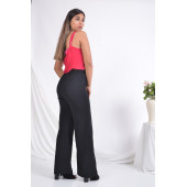 BAYAN BELİ LASTİKLİ BOL PAÇA YAZLIK PANTOLON SORALLİNE 1697 SİYAH - 5