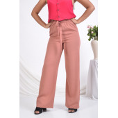 BAYAN BELİ LASTİKLİ BORU PAÇA YAZLIK PANTOLON SORALLİNE 1697 GÜL KURUSU - 2