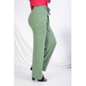BAYAN BELİ LASTİKLİ BOL PAÇA YAZLIK PANTOLON 1697 ÇAĞLA YEŞİLİ - 4