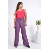 BAYAN BELİ LASTİKLİ BOL PAÇA YAZLIK PANTOLON  SORALLİNE1697 MOR - 2