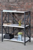 Mobigoom Beyaz 3 Raflı Mini Kitaplık Dekoratif Mini Kitaplık Ayakkabılık Metal 36 cm Metal 73 cm 85 cm 3 Kla - 1